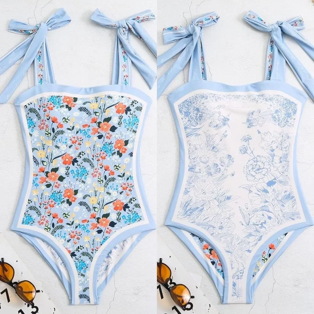 KVIS Women's Retro Double-Sided one-Piece Swimsuit size medium